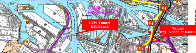Köhlbrandquerung und Tunnel Veddeler Damm - B75