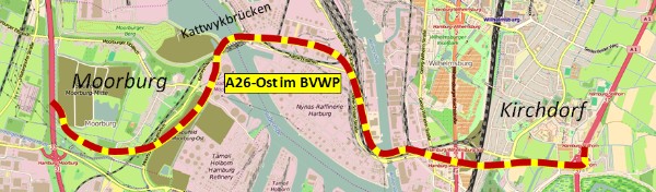 Material: A26-Ost/Hafenquerspange im Bundesverkehrswegeplan